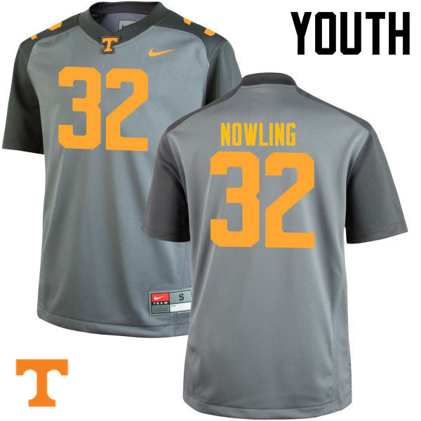 Youth #32 Billy Nowling Tennessee Volunteers College Football Jerseys-Gray
